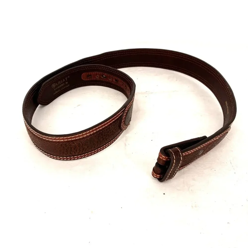 Ariat Brown Leather Western Belt Mens Size 36 Two Tone Stitching No Buckle